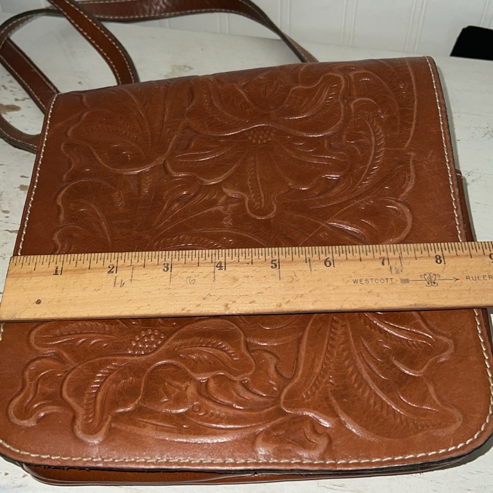 Patricia Nash Floral Tooled Leather Granada Crossbody Flap Bag (Brown) - Picture 9 of 10